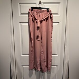 SHEIN Blush Pink Wide Leg Tie-Waist Pants NWOT